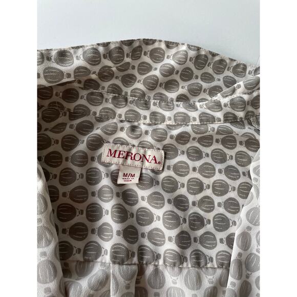 Merona Button Up Long Sleeve Shirt Gray Air Balloon Print - Picture 12 of 14